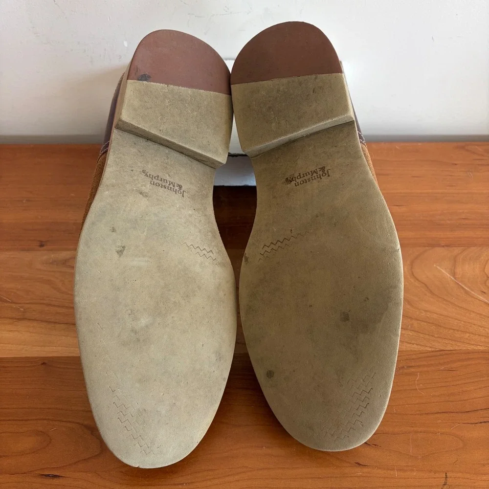 Johnston & Murphy Mens Brown Suede Leather Oxford Shoes 59-15020 Size 9M